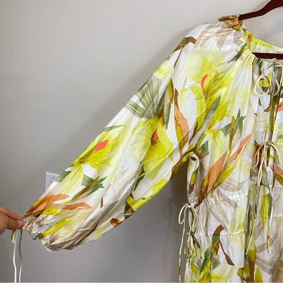 H&M Tropical Floral Drawstring Blouse NWT Size M - Picture 5 of 12